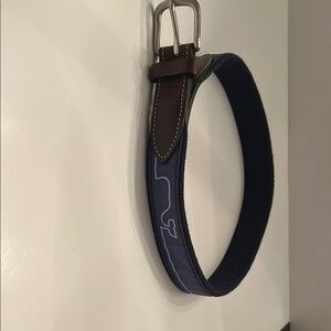 Vineyard Vines Blue and Brown Belt with Silver Buckle